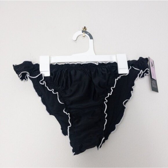 NWT Wild Fable Contrast Stitch Cheeky High Leg Ruffle Bikini Bottom M - Picture 3 of 7